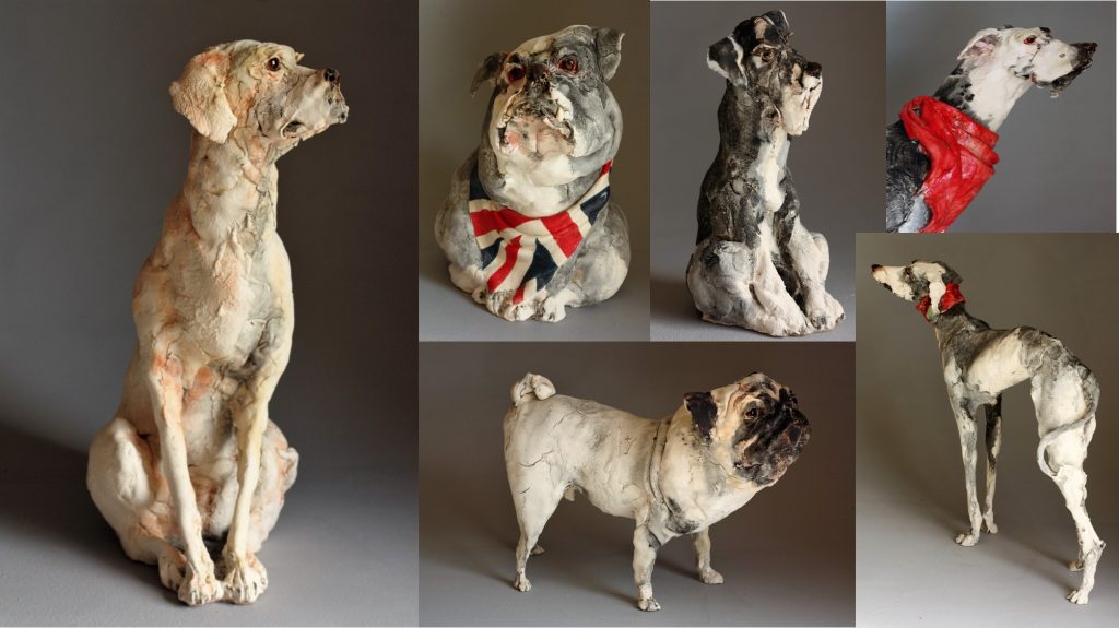 Ceramic Dog Sculptures