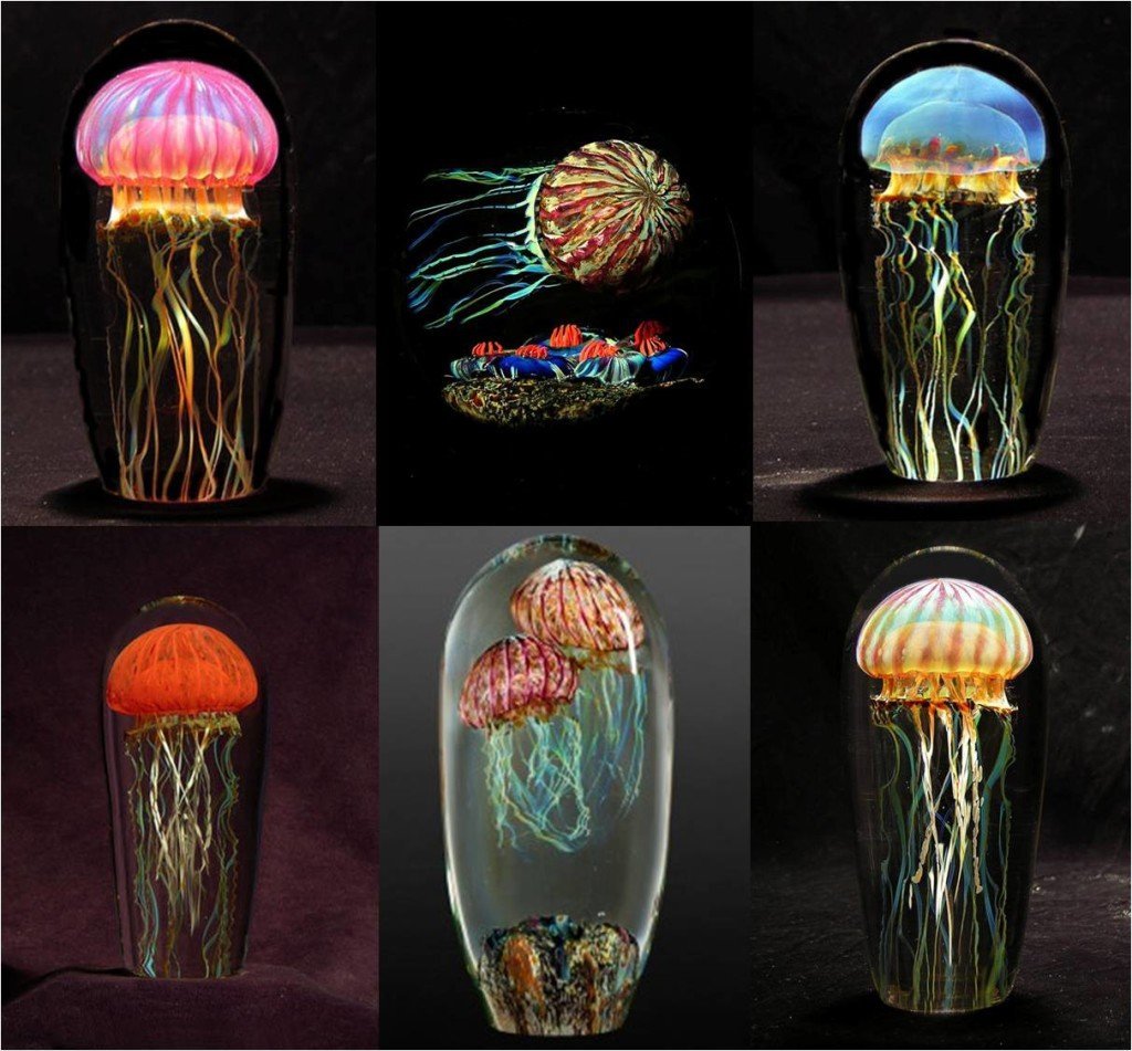 Glass jellyfish sculptures by Richard Satava