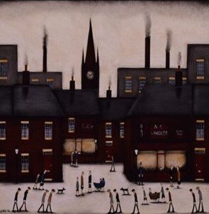 Sean Durkin painting in Lowry style