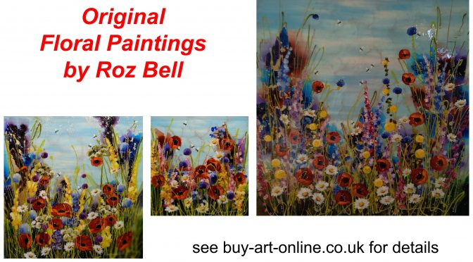 High Gloss Original Floral paintings from Rozanne Bell