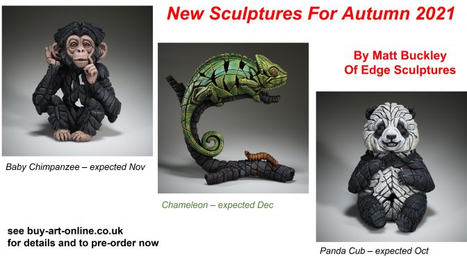New Edge Sculptures of Baby Chimp, Chameleon and Panda Cub from Matt Buckley
