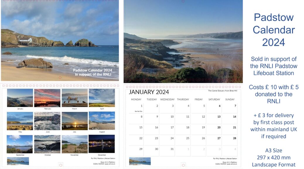 The Padstow Calendar for 2024 in aid of the RNLI Quay Art