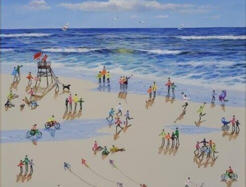 Very popular beach paintings in a unique style